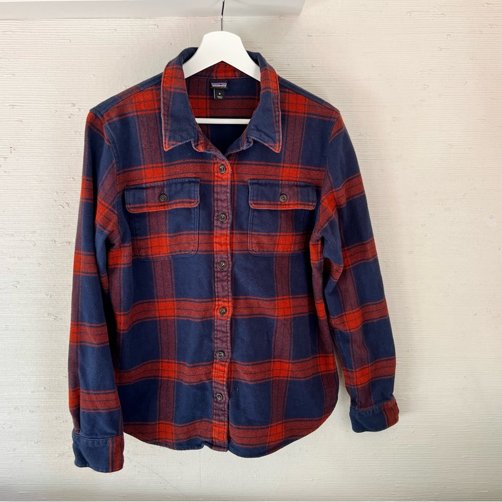 Patagonia Navy and Red Plaid Shirt